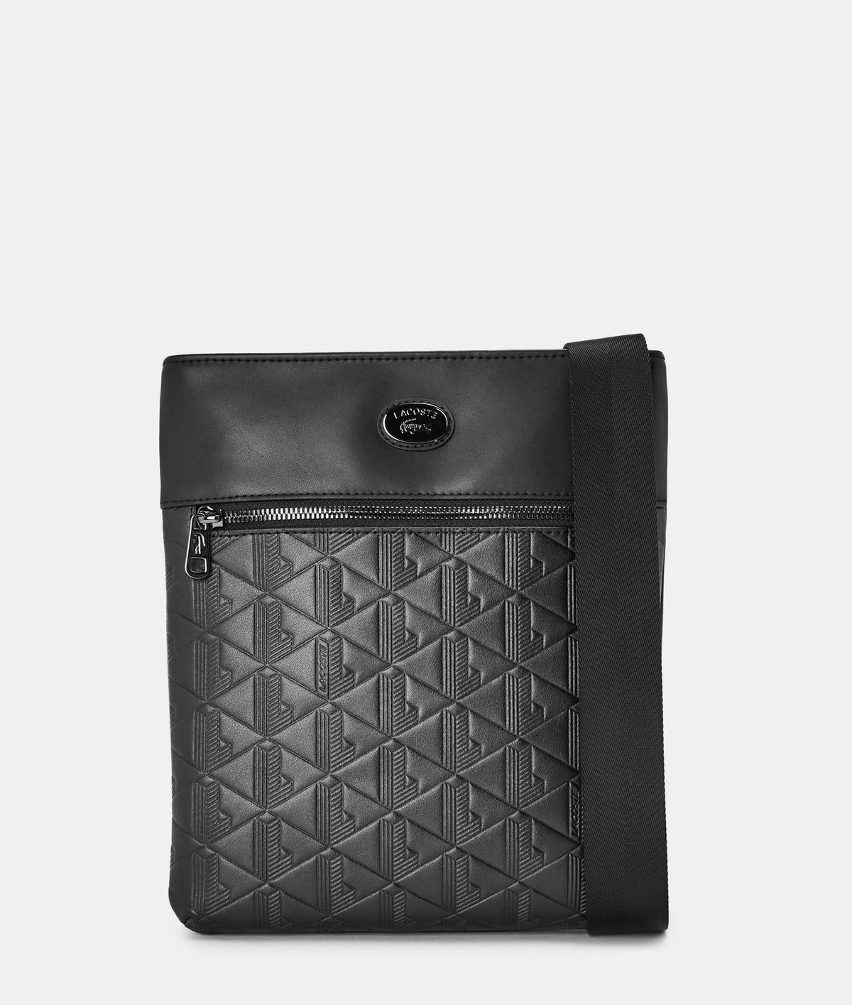 Lacoste LACOSTE Monogram Marsupio Flat Crossover Bag Tono su Tono Nero - Accessori - Tommaseo Clothing