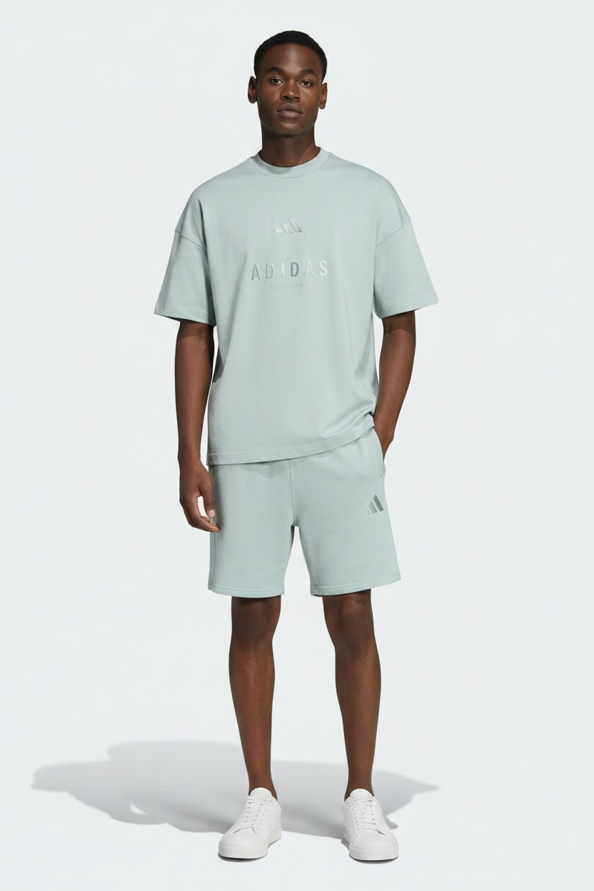 Adidas Adidas Completino Uomo Azzurro Polvere Cotone Dettagli Ricamati - COMPLETINO - Tommaseo Clothing
