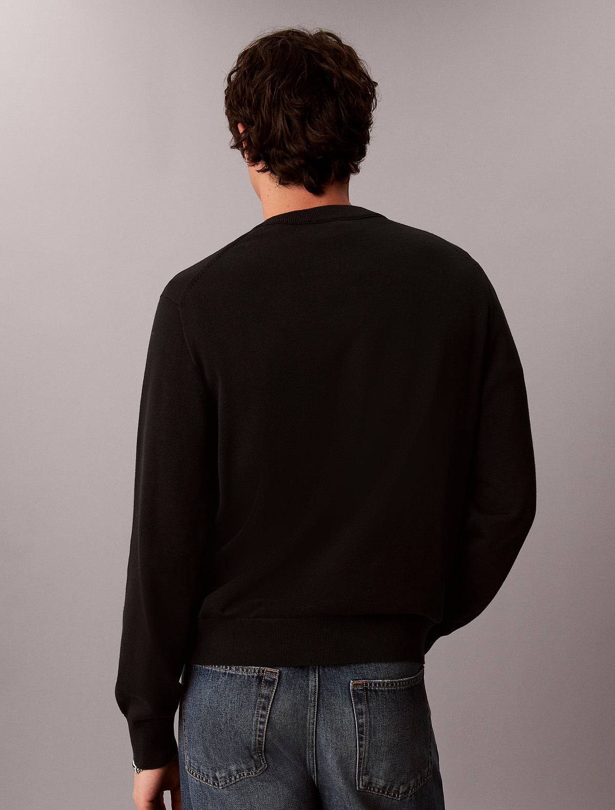 CALVIN KLEIN Maglioncino Relaxed Fit Con Logo Frontale Grande Nero