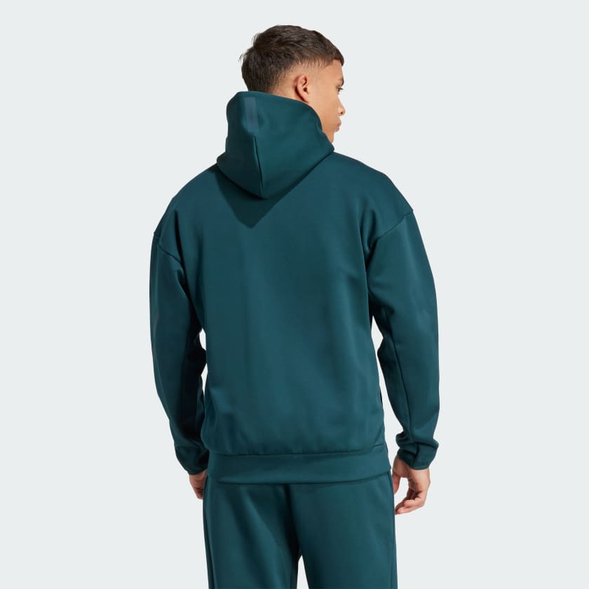 ADIDAS Tuta Leggera Z.N.E In Cotone Con Zip Con Cappuccio e Logo Verde/Nera