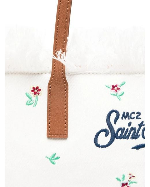 Saint Barth SAINT BARTH Borsa Tote City Media Con Ricamo A Fiori da donna di colore bianco - foto 2 - Tommaseo Clothing