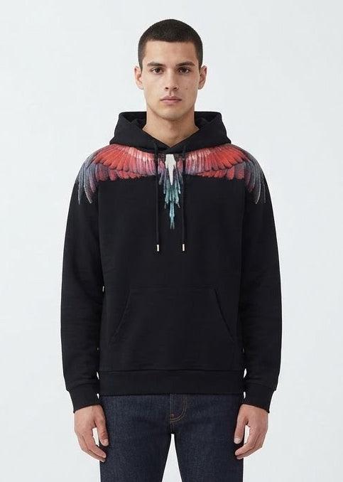 COUNTY OF MILAN Felpa Con Cappuccio Marcelo Burlon Nera Con Ali Rosse