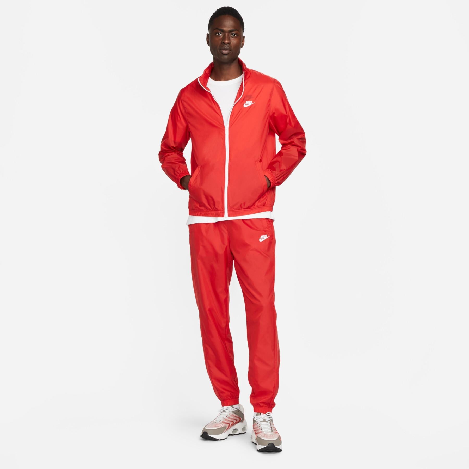 NIKE Tuta Leggera In Microfibra Con Zip Rossa
