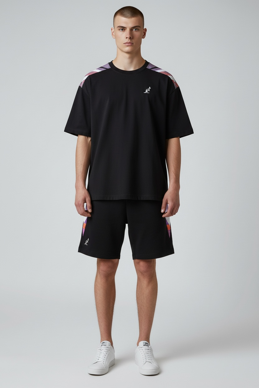 Australian Australian Completino T-Shirt e Pantaloncino Uomo Nero Viola - COMPLETINO - Tommaseo Clothing