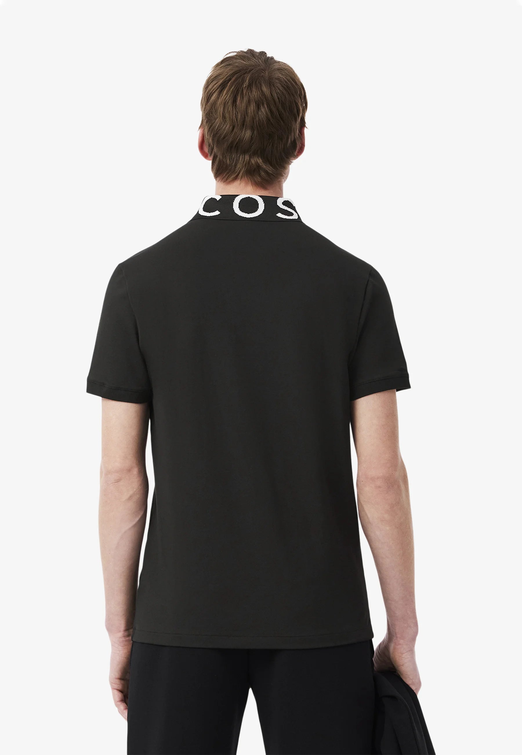 LACOSTE Polo Con Scritta Sul Collo Nero