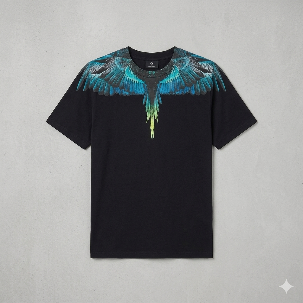 County of milan COUNTY OF MILAN T-Shirt Nera Marcelo Burlon Ali Verdi/Blu - COMPLETINO - Tommaseo Clothing