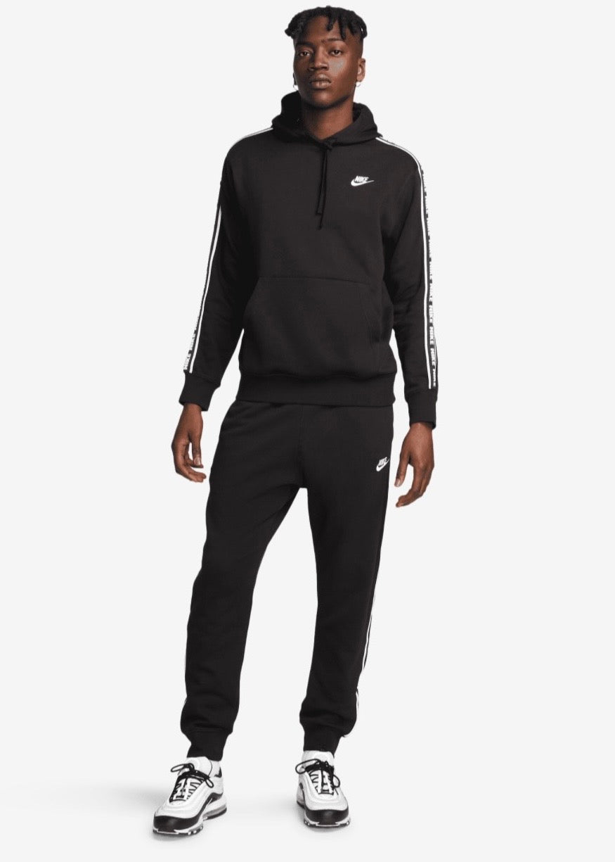NIKE Tuta Completa Felpata Con Cappuccio e Bande Laterali Nera