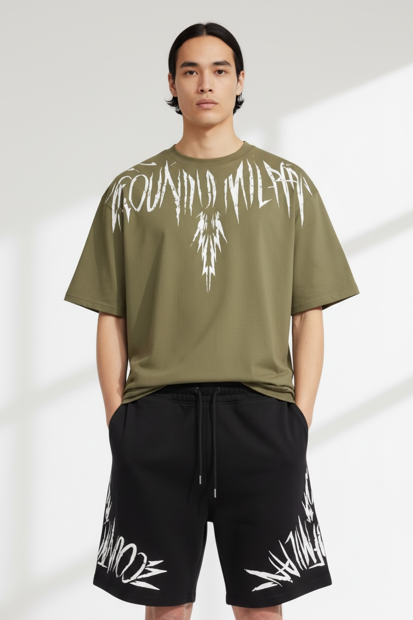 County of milan COUNTY OF MILAN Completino Marcelo Burlon T-Shirt Verde Pantaloncino Nero - T-SHIRT - Tommaseo Clothing