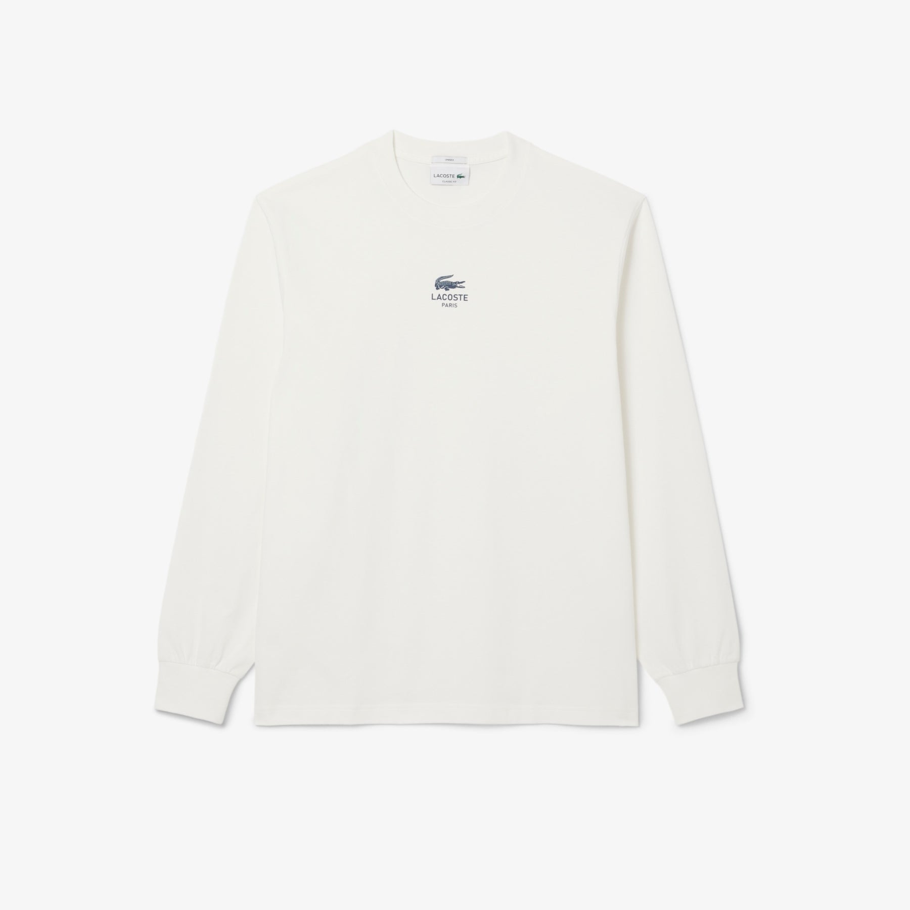LACOSTE T-Shirt manica lunga Scritta Lacoste Paris Bianca
