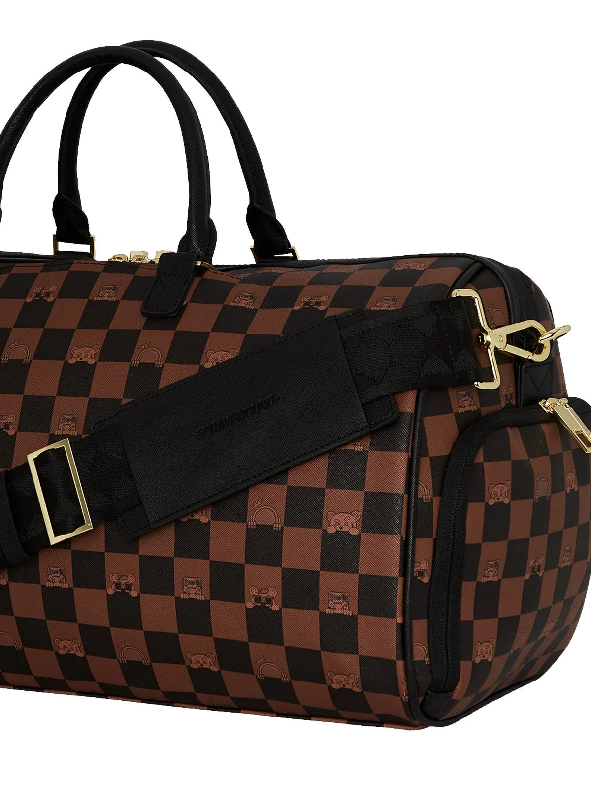 SPRAYGROUND Borsone PEEKING CHARACTER CHECK DUFFEL 910D7506NSZ MARRONE