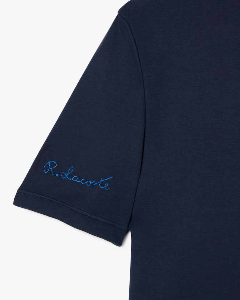LACOSTE T-Shirt Con Ricamo Sulla Manica Blu