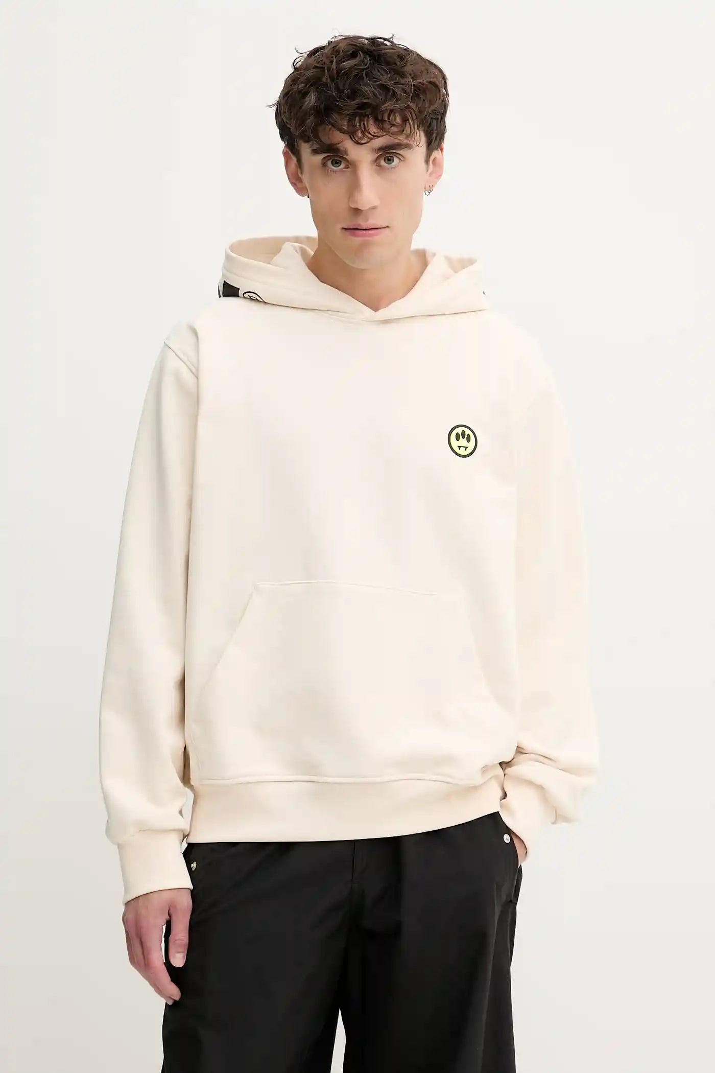 BARROW Felpa con cappuccio Con Logo Avanti e Stampa Cappuccio Beige