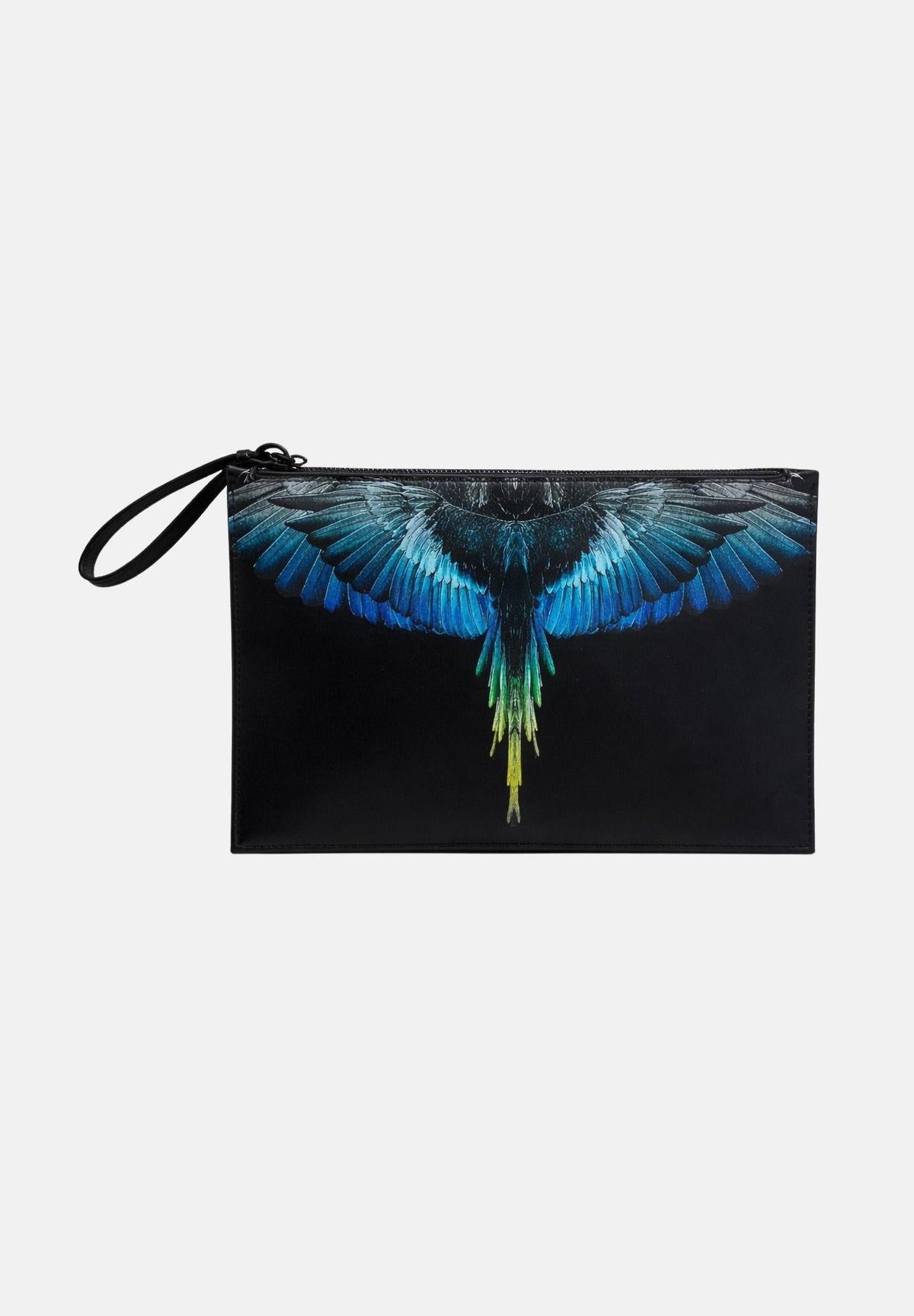 County of milan COUNTY OF MILAN BY MARCELO BURLON Pochette In Ecopelle Schiacciata con Stampa Ali Blu Nero - Accessori -