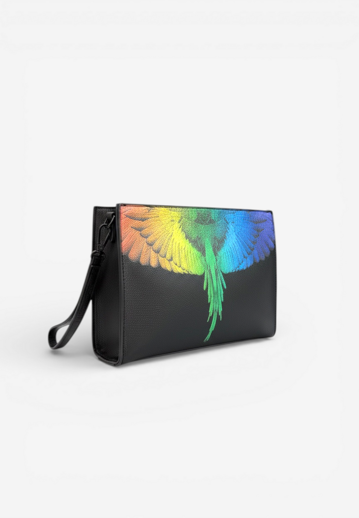 COUNTY OF MILAN MARCELO BURLON Pochette In Ecopelle Con Stampa Ali Multicolor Nero