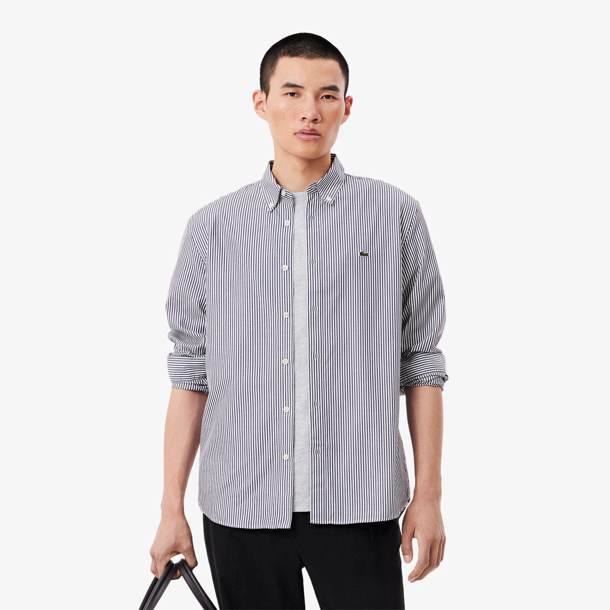 Lacoste LACOSTE Camicia a Righe Regular Fit in Cotone Bianco/Blu Navy - CAMICIA - Tommaseo Clothing