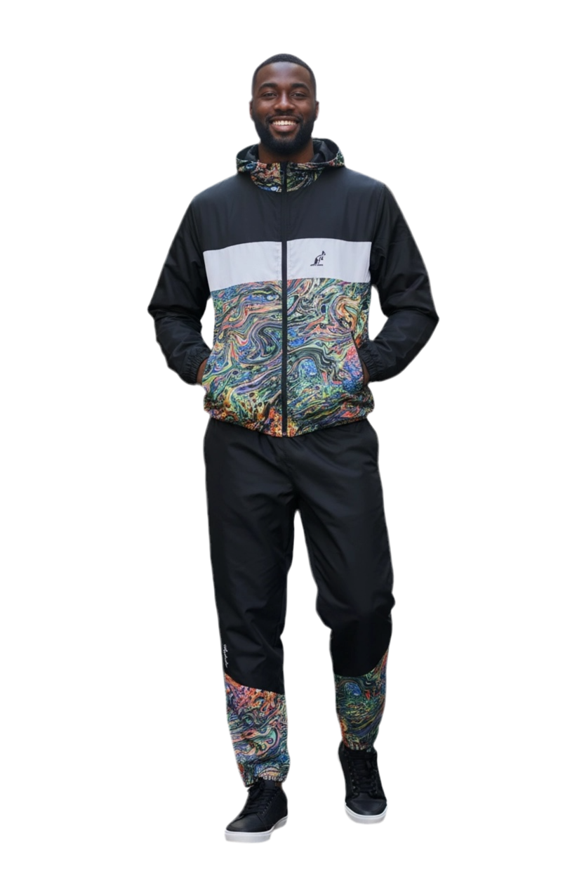 AUSTRALIAN Tuta In Microfibra Con Zip E Cappuccio Con Fantasia Multicolor