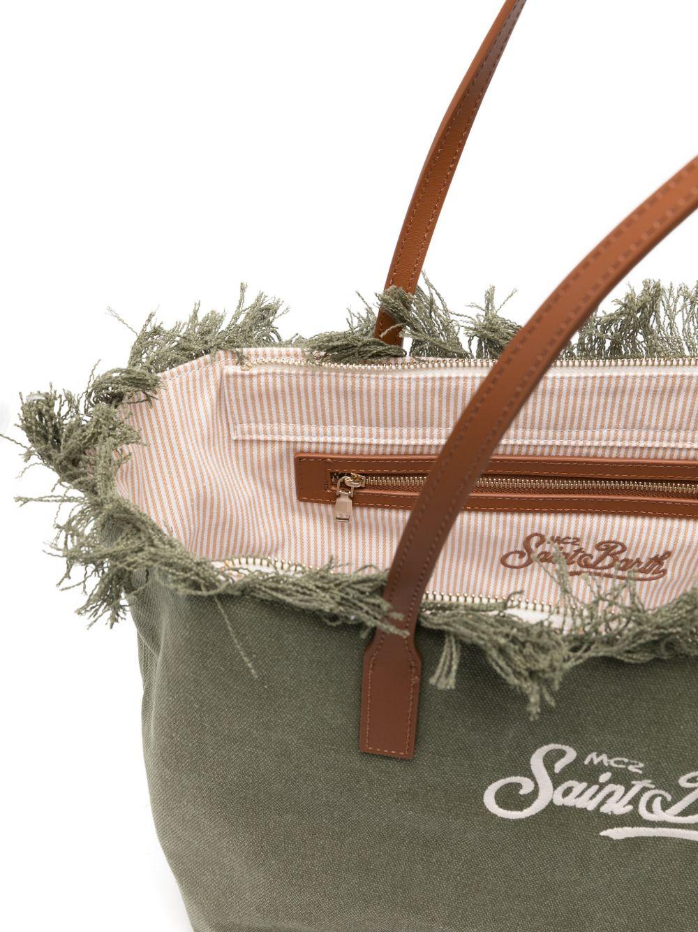 Saint Barth Saint Barth Borsa City Regular IN Canvas Verde Militare Con Frange - foto 2 - Tommaseo Clothing