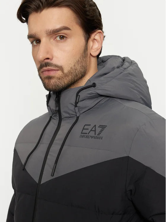 ARMANI GIUBBOTTO PIUMINO EA7 CON CAPPUCCIO GRIGIO/NERO 6DPB30 PNDOZ 1200