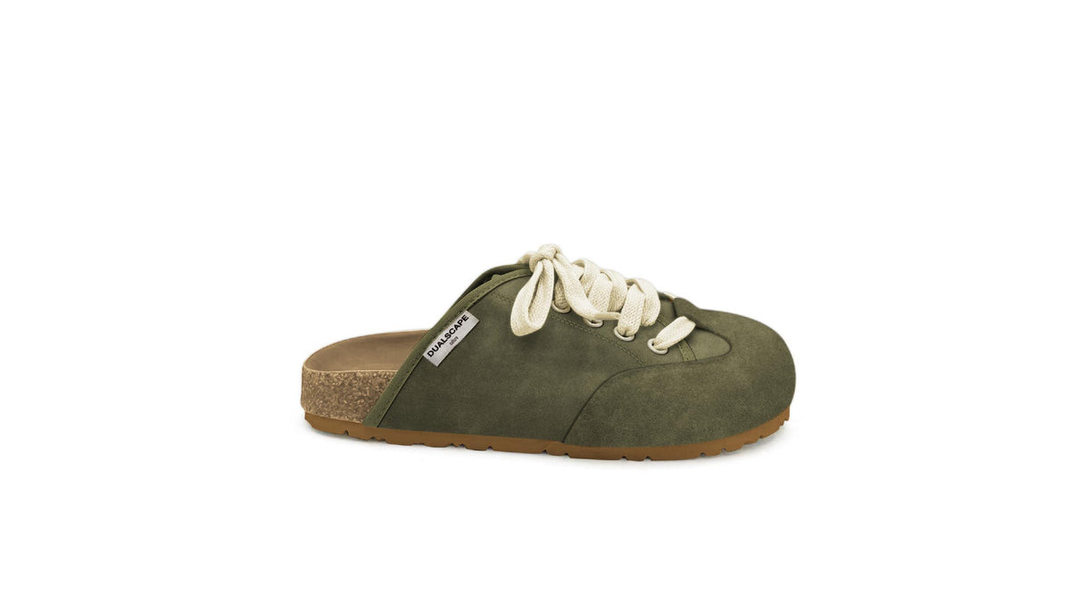 Dualscape DUALSCAPE Ciabatta Chiusa Sabot Mod. Boston Con Lacci Verde Militare - ciabatte - Tommaseo Clothing