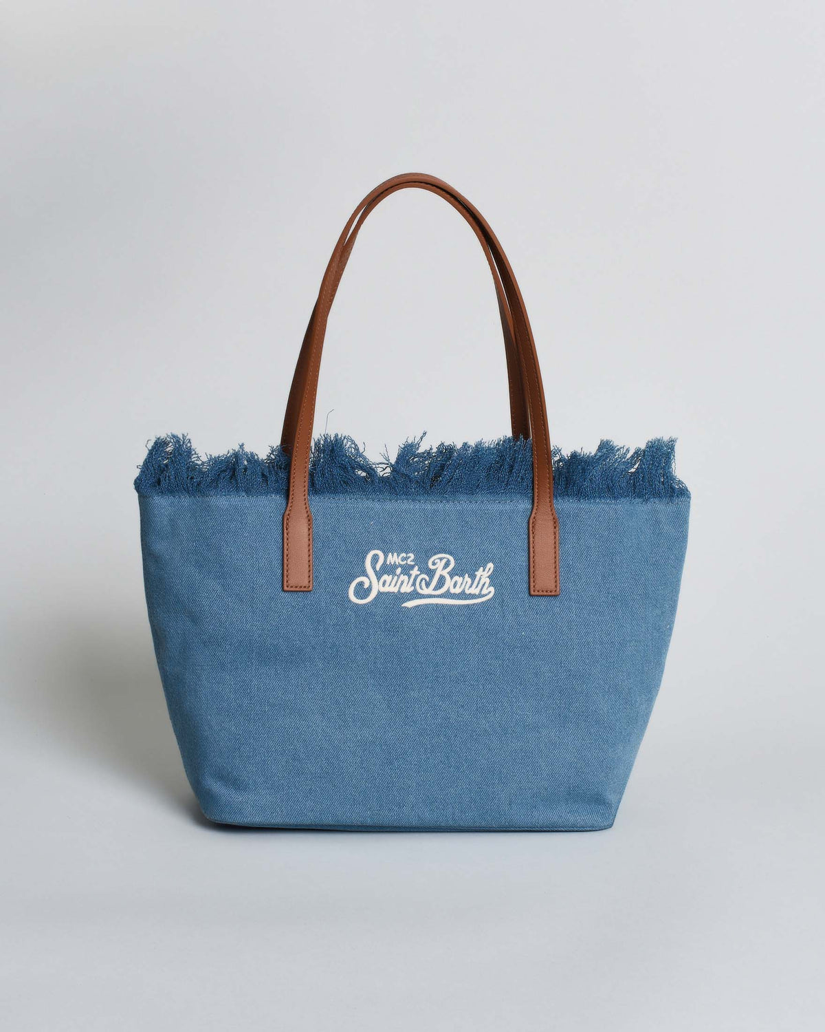 Saint Barth SAINT BARTH Borsa City Medium in denim blu con chiusura a zip e frange - Borsa - Tommaseo Clothing