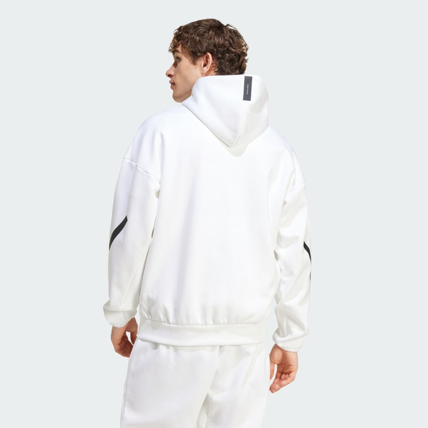 ADIDAS Tuta Leggera Z.N.E In Cotone Con Zip Con Cappuccio e Logo Bianca/Nera