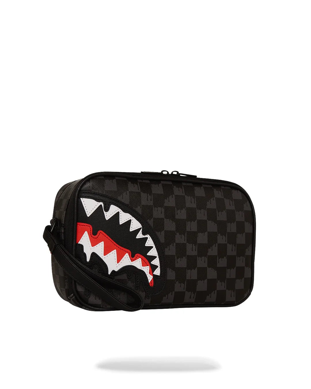 SPRAYGROUND Pochette In Pelle Dripping Sharks In Paris Brick Nero