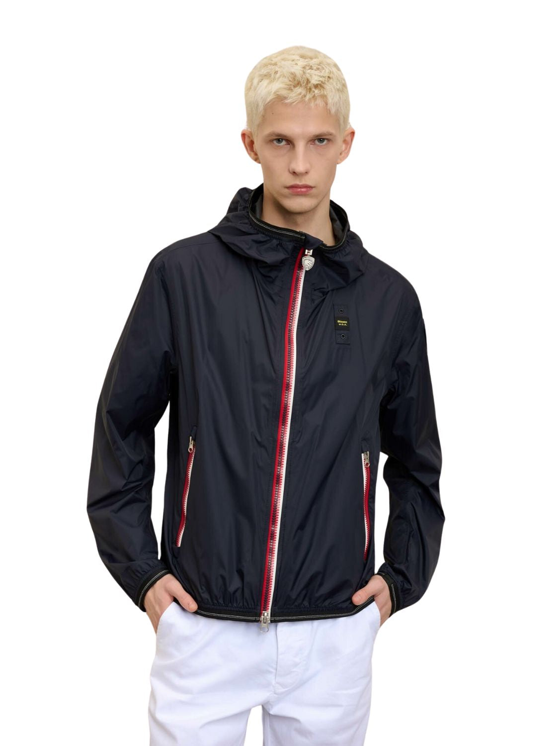 BLAUER Antivento Con Cappuccio Nero zip rossa
