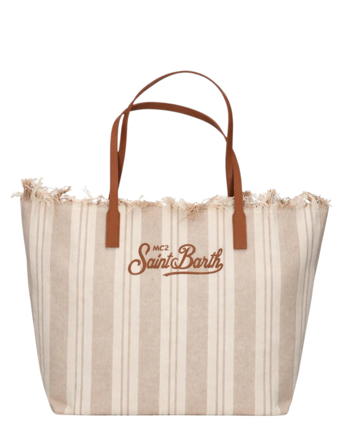 Saint Barth Saint Barth Borsa Shopper City IN Canvaz A Righe Beige - Borsa - Tommaseo Clothing