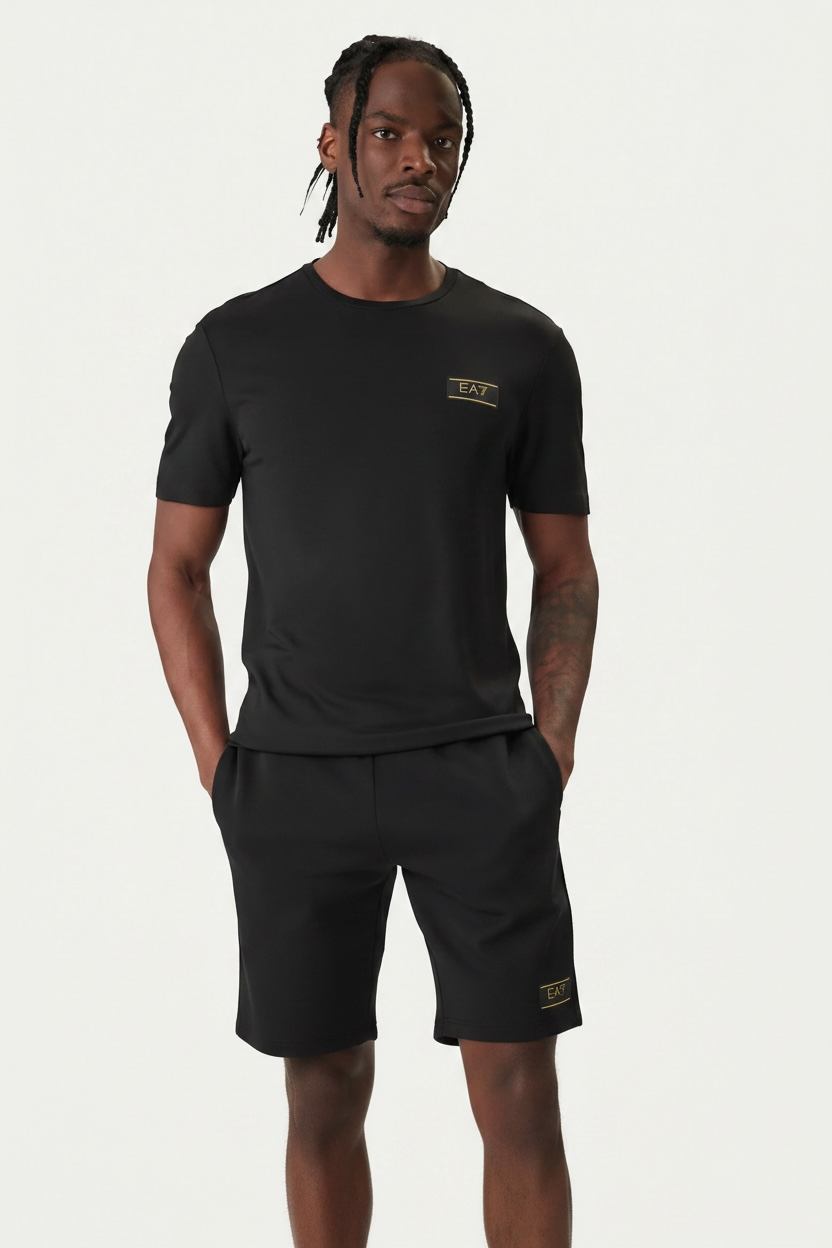 Armani EMPORIO ARMANI Completino T-Shirt/Pantalonicno Con Logo Laterale Dettagli Oro Nero - COMPLETINO - Tommaseo Clothi