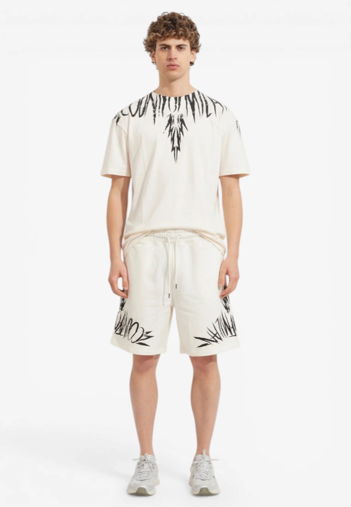 County of milan COUNTY OF MILAN Completino Marcelo Burlon T-Shirt e Pantaloncino Bianco Stampa Logo Nero - COMPLETINO -