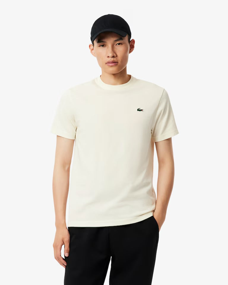 LACOSTE T-Shirt Panna Stampa Retro