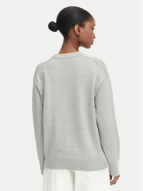 CALVIN KLEIN Maglioncino Donna In Cotone Con Scritta Frontale Grigio FW