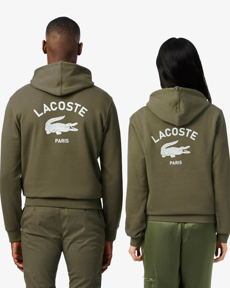 LACOSTE Felpa Con Cappuccio Lacoste Paris verde militare