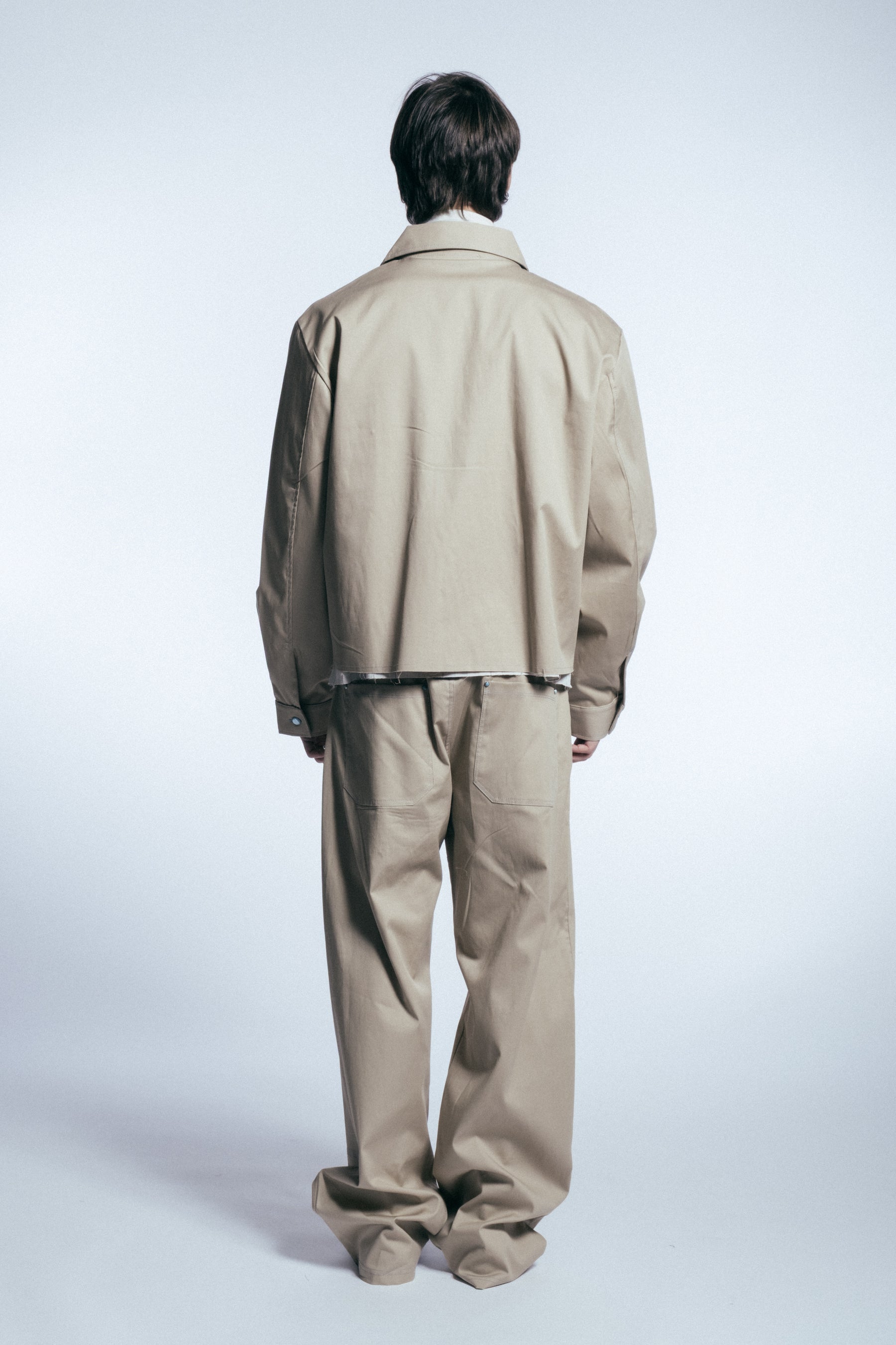HYDO Coordinato Cargo Cuciture a Contrasto Con Bottoni Beige e Azzurro