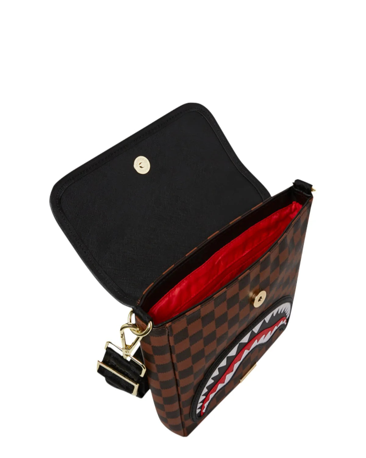 SPRAYGROUND Borsello In Pelle Sawtooth Sharks In Paris Messenger Sling Marrone