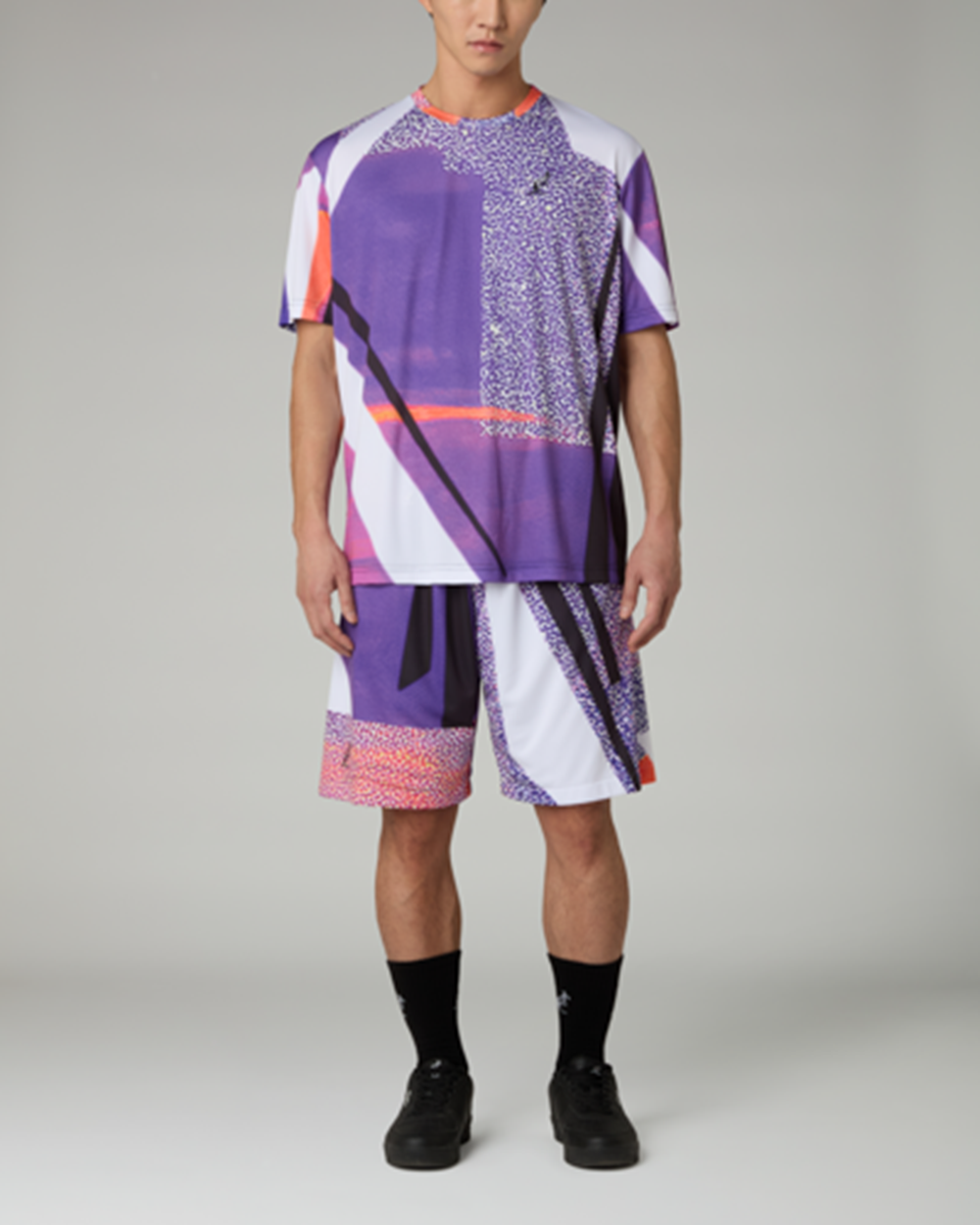 Australian Completino T-Shirt e Pantaloncino Uomo Fantasia Blu Arancione Viola