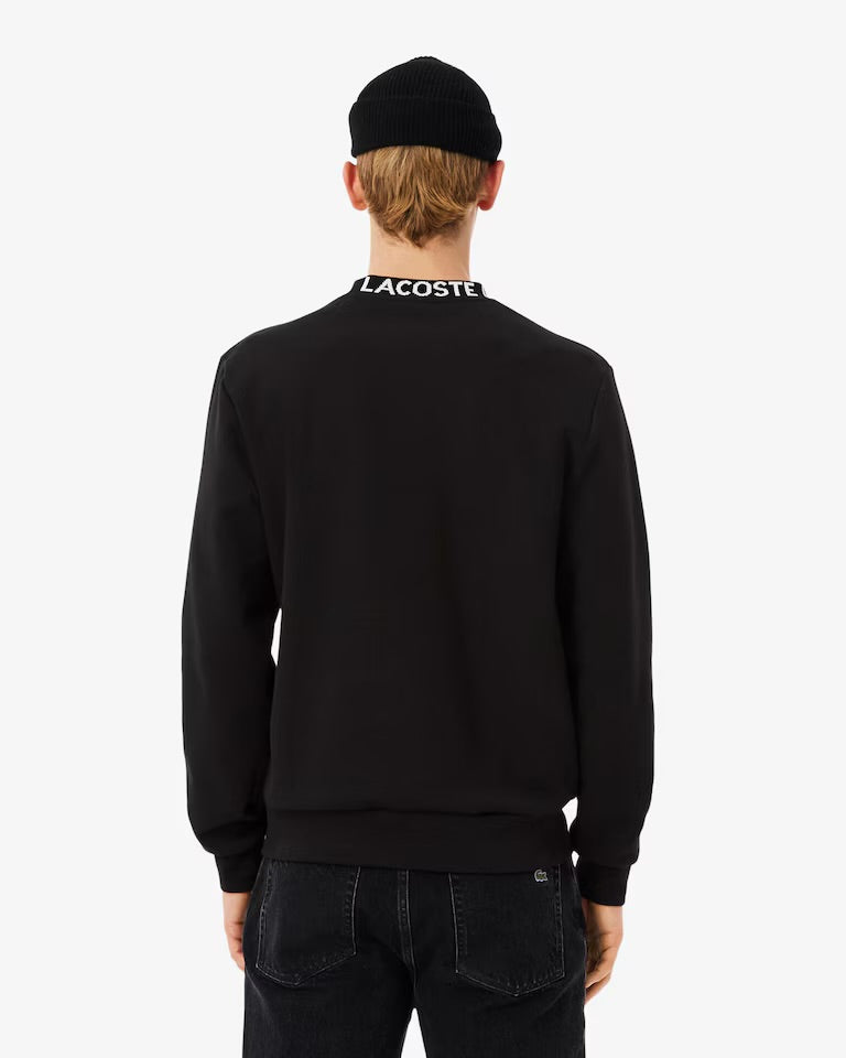 LACOSTE Felpa Girocollo Scritta Sul Collo Nera
