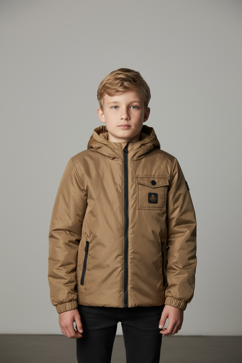 REFRIGIWEAR Giubbotto Bambino Invernale Reversibile Marrone/Nero