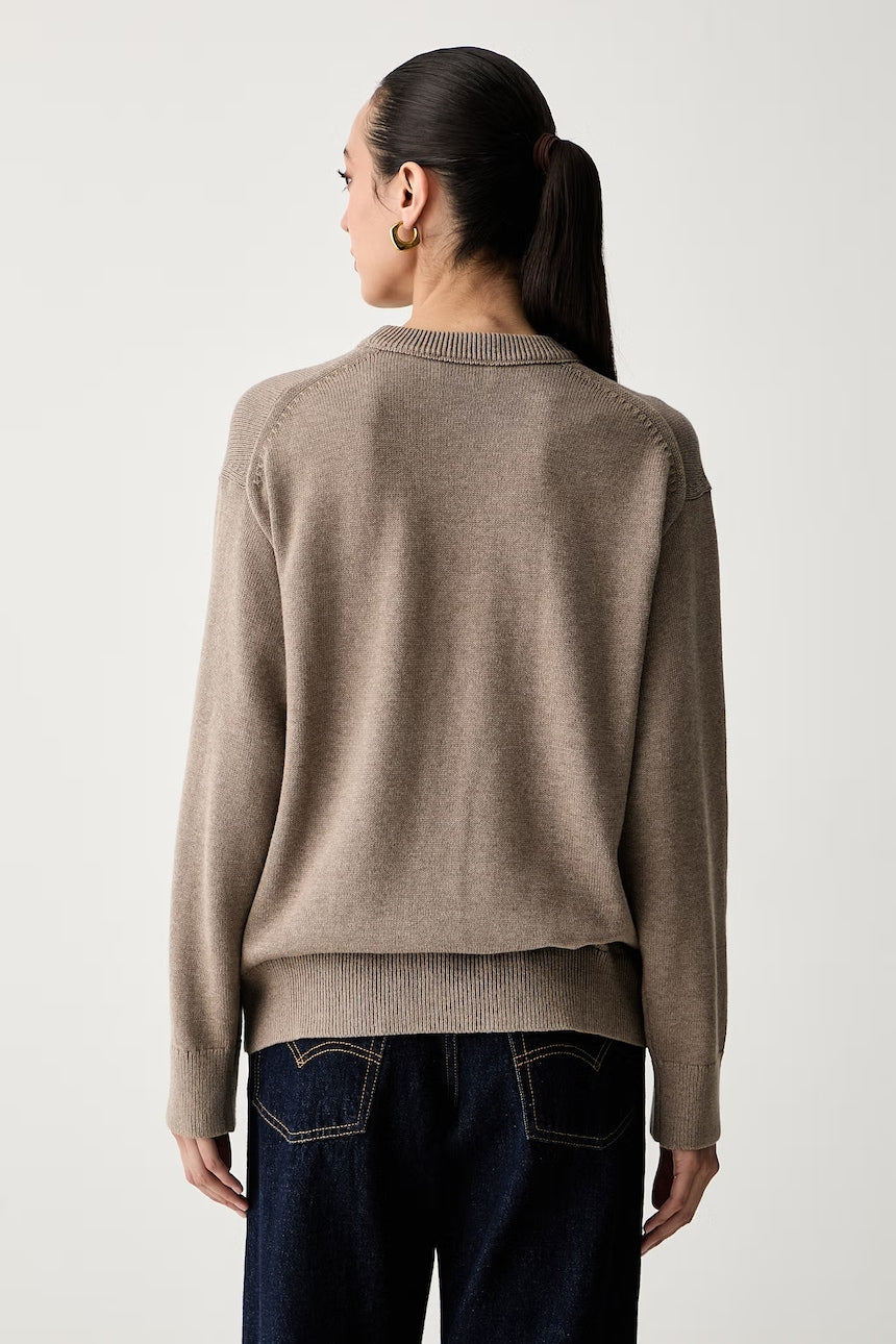 CALVIN KLEIN Maglioncino Donna In Cotone Con Scritta Frontale Marrone FW