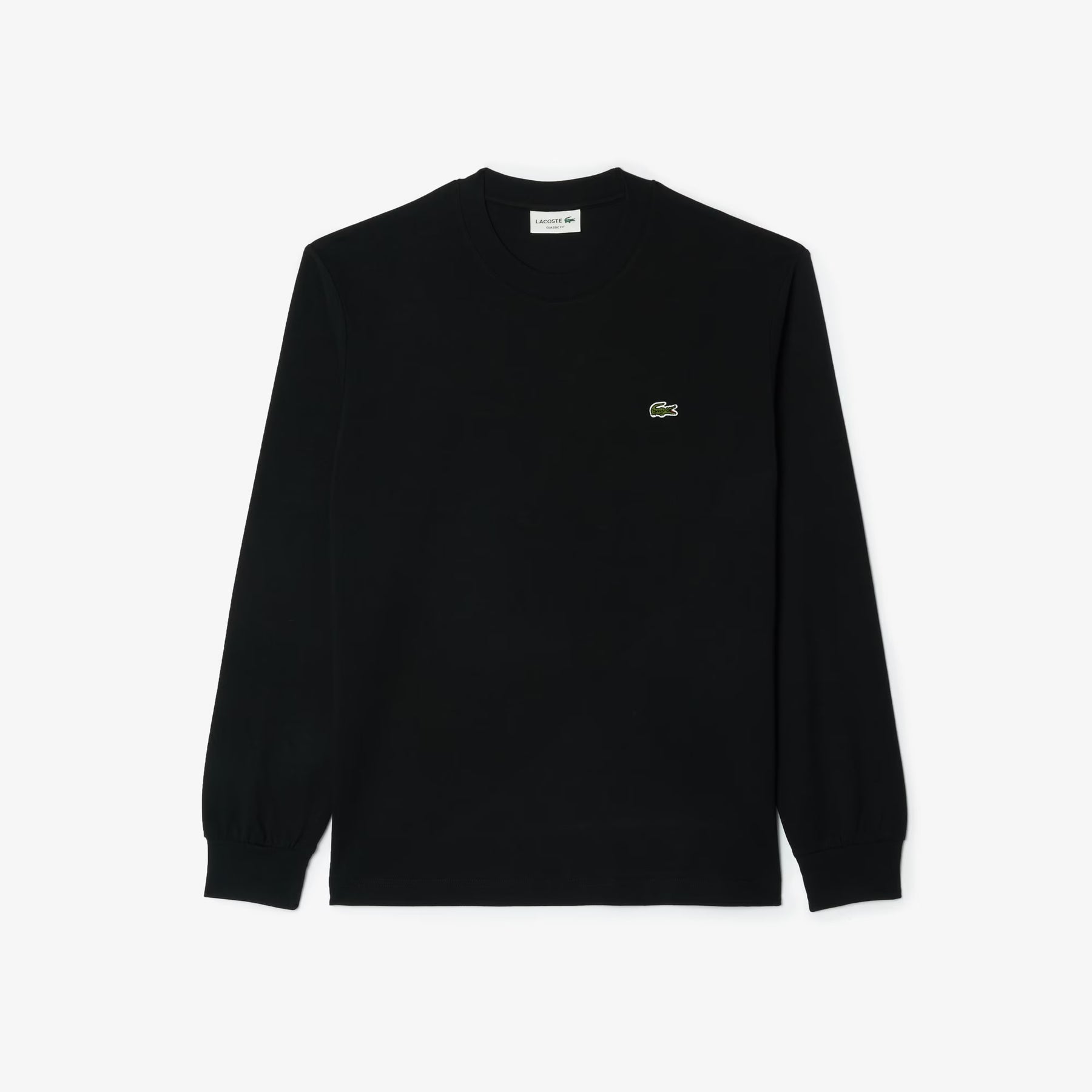 LACOSTE T-Shirt Basic a Maniche Lunghe in Cotone Nera