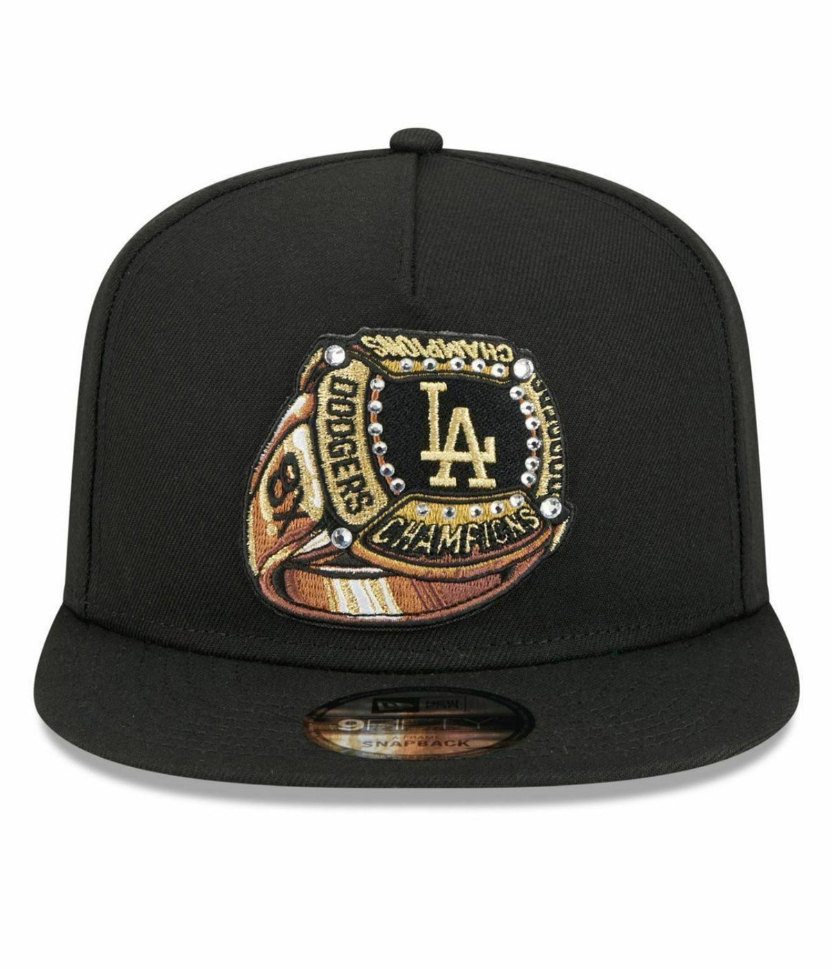 New Era NEW ERA Cappello Con Visiera Piatta 9Fifty A-frame CHAMP RING LOS ANGELES DODGERS Nero Con Dettagli Ricamati e Brilla