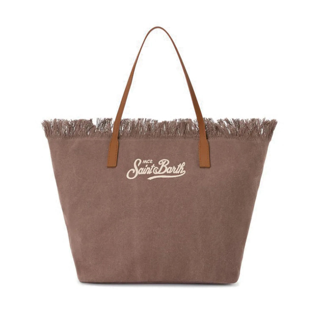 Saint Barth Saint Barth Borsa City Regular IN Canvas Marrone Con Frange - Borsa - Tommaseo Clothing