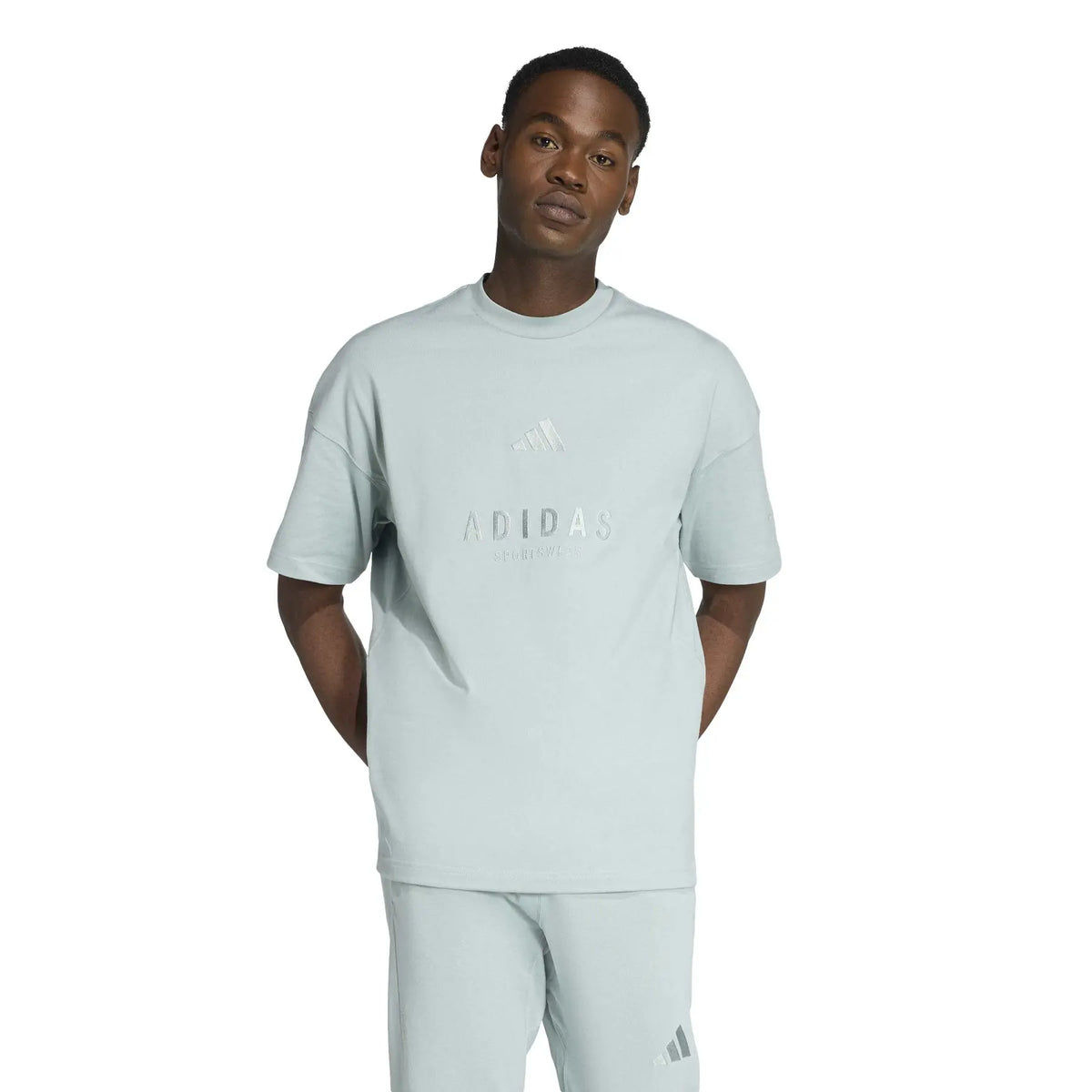 Adidas Adidas Completino Uomo Azzurro Polvere Cotone Dettagli Ricamati - foto 2 - Tommaseo Clothing