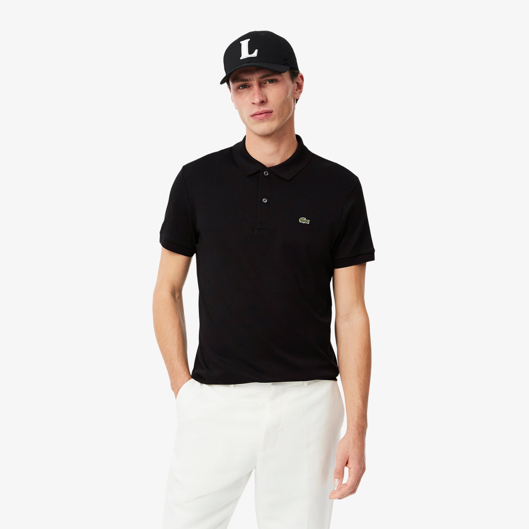 LACOSTE Polo Regular Fit in Cotone Nera