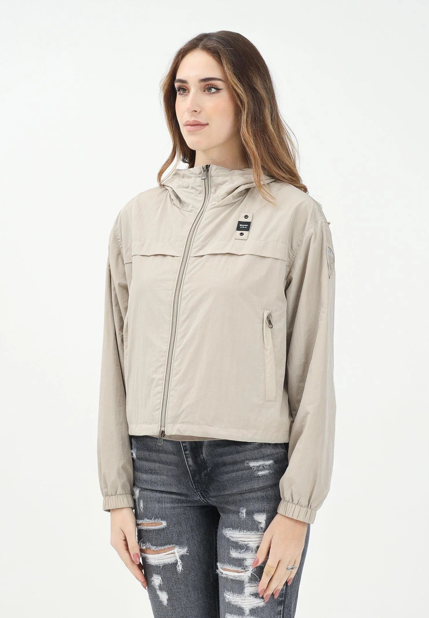 BLAUER Antivento Donna Cropped Con Cappuccio