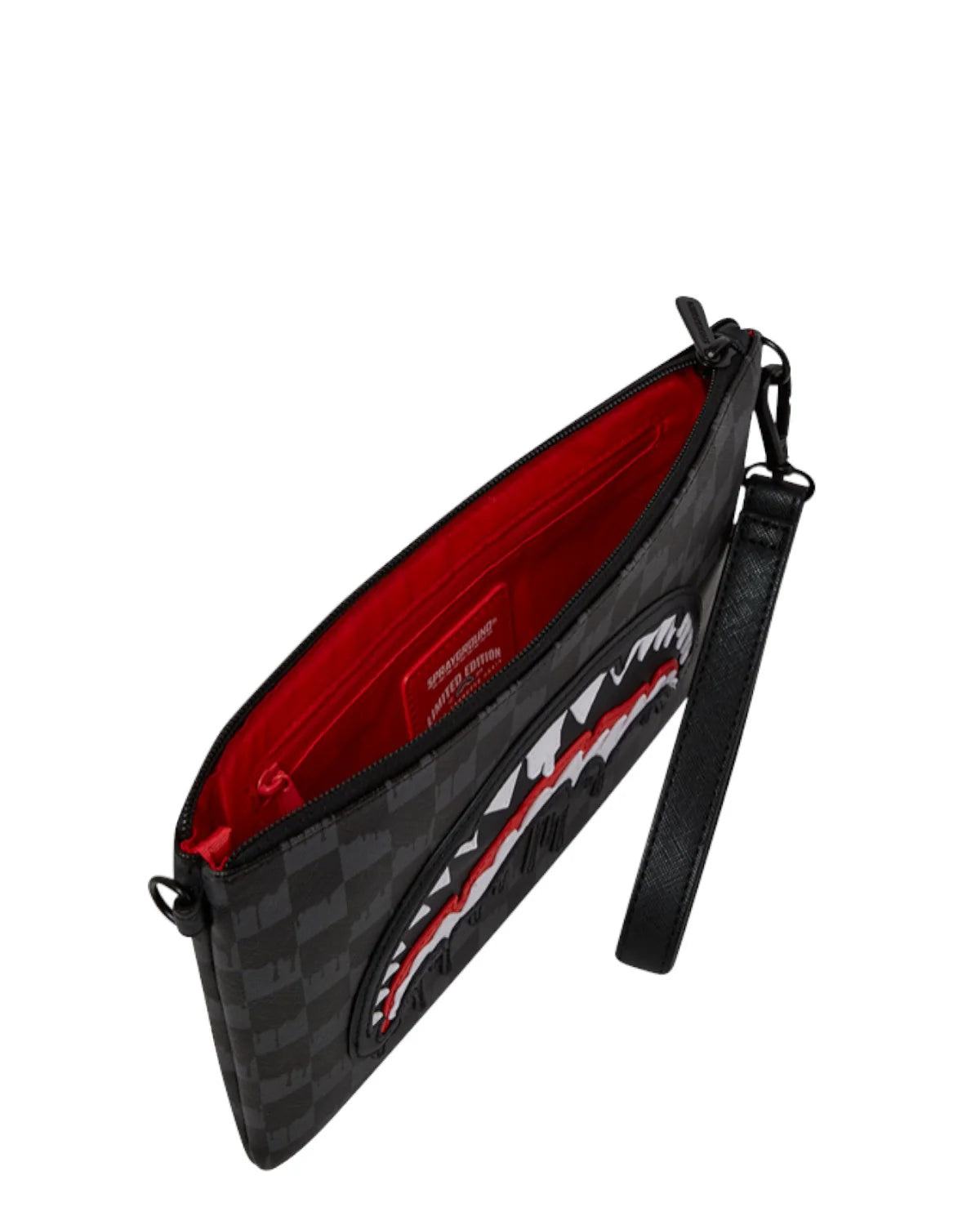 SPRAYGROUND Pochette In Pelle Dripping Sharks In Paris Crossover Clutch Nero