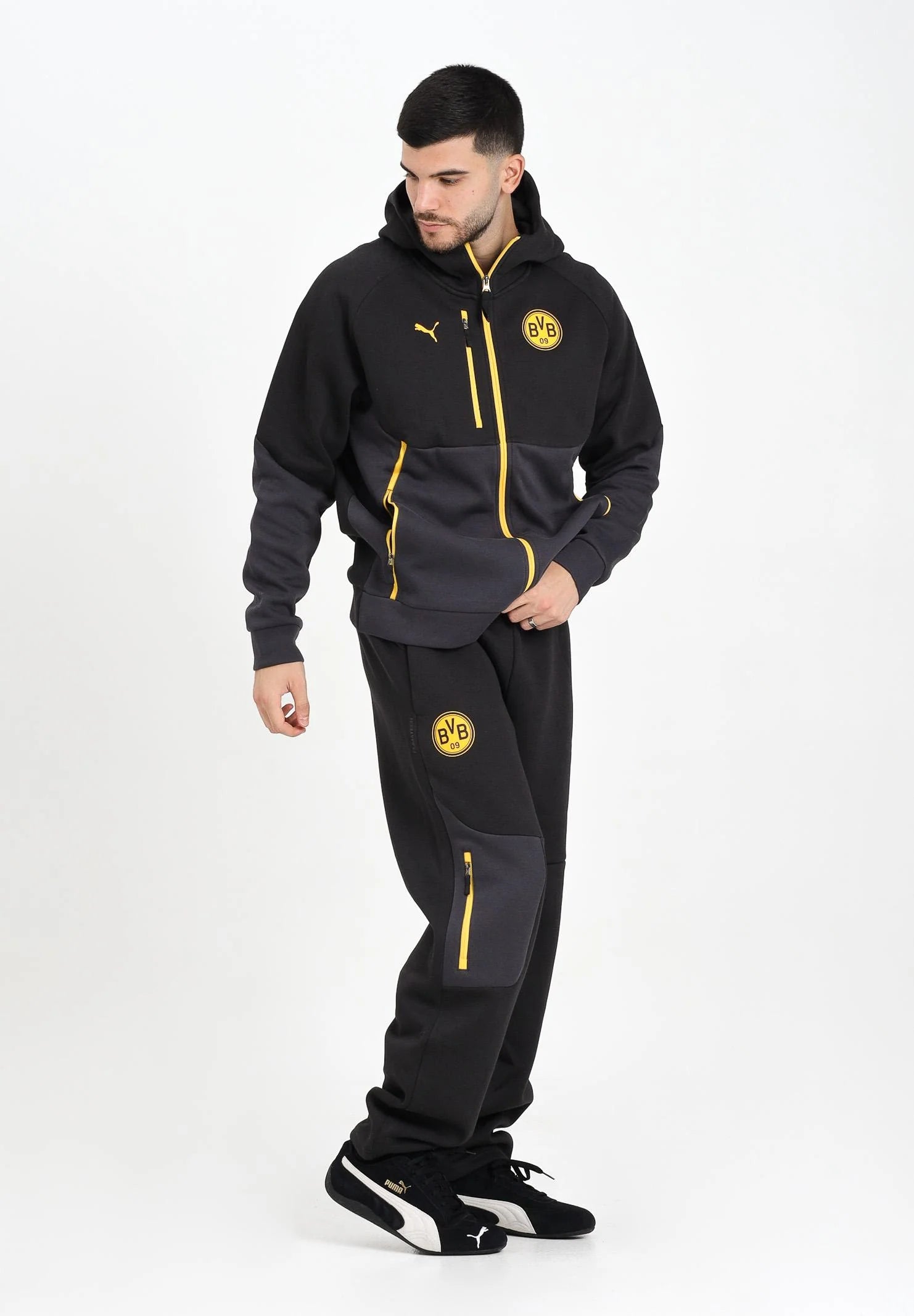 PUMA Borussia Dortmund Tuta Tech Con Zip Nera/Gialla