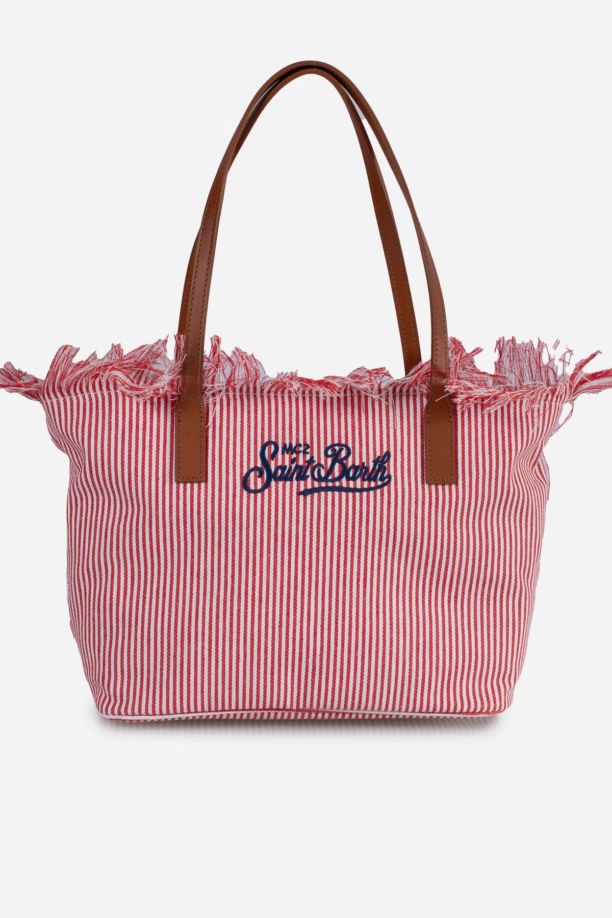 Saint Barth Saint Barth Borsa City Mid Frange Micro Stripes Bianco/rosso - Borsa - Tommaseo Clothing