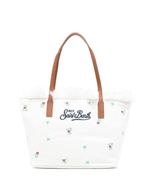 Saint Barth SAINT BARTH Borsa Tote City Media Con Ricamo A Fiori da donna di colore bianco - Borsa - Tommaseo Clothing