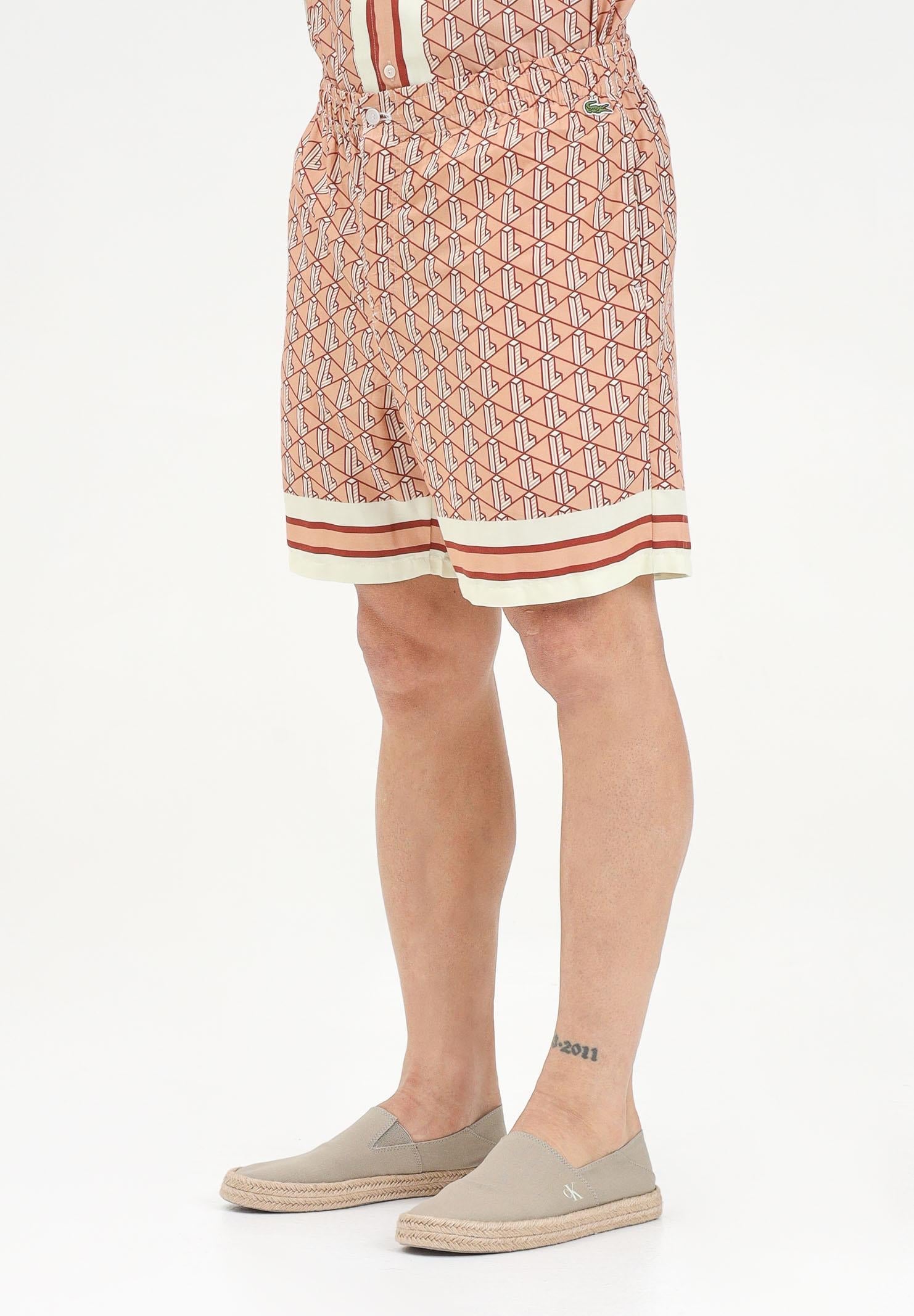 LACOSTE Coordinato Monogram Camicia mezze maniche e pantaloncino Salmone